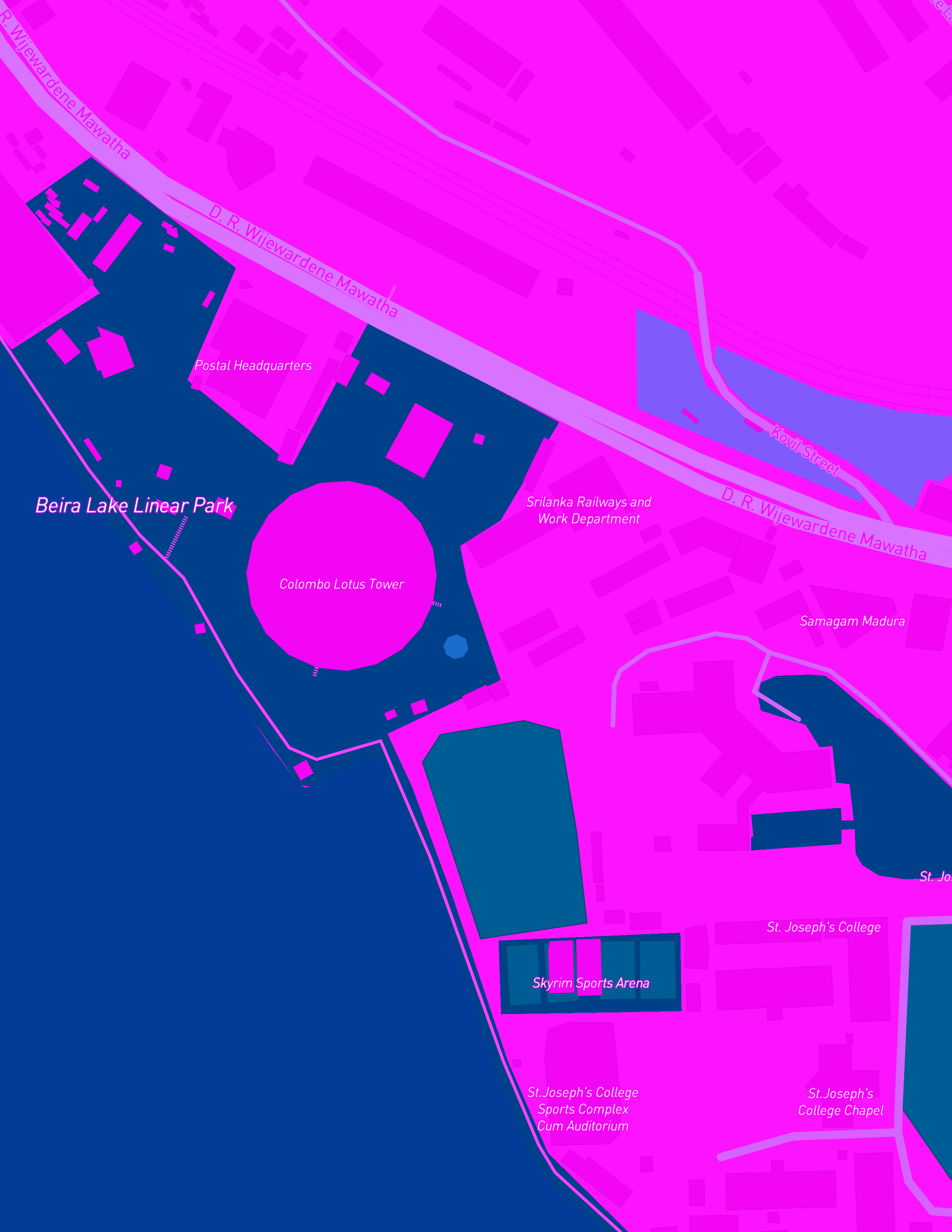 Zoomed in on the exact location on the map